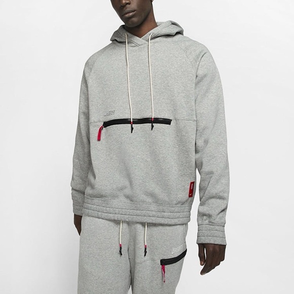 Nike Kyrie Irving Pullover Hoodie Men's Grey Red Zipper Small - Picture 3 of 9